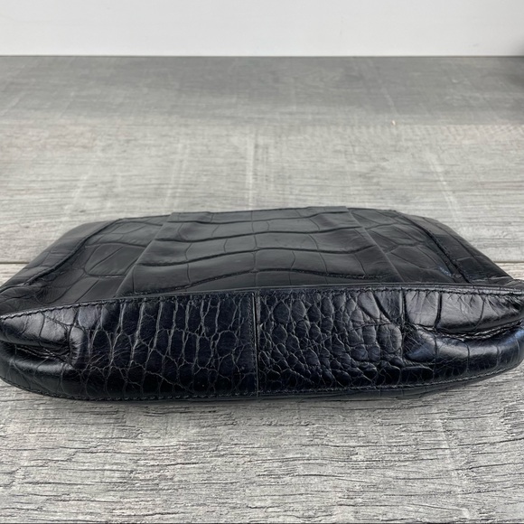Furla Croc Embossed Black Clutch Bag - Picture 6 of 13